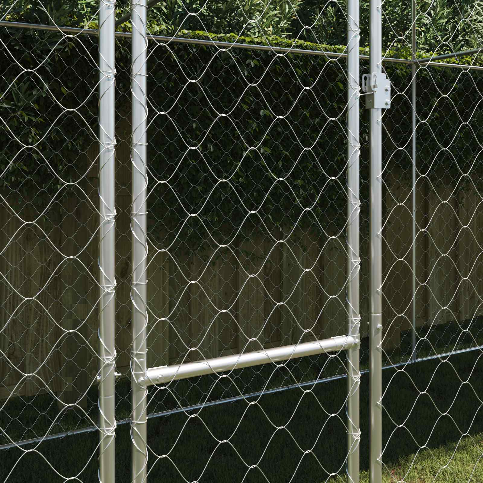 Hundezwinger mit Dach und Tür Grau 2x2x2 m Verzinkter Stahl