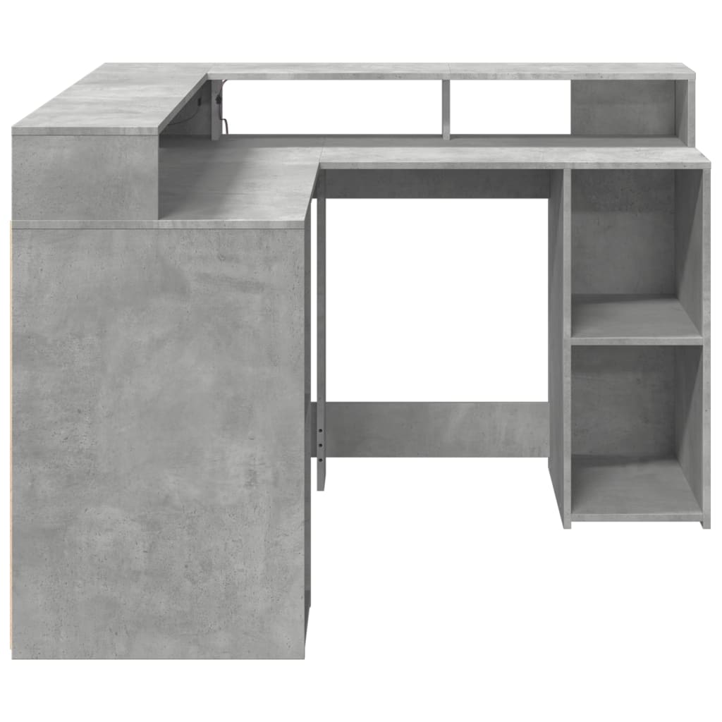 LED-Schreibtisch Weiß 130x130x91 cm Holzwerkstoff
