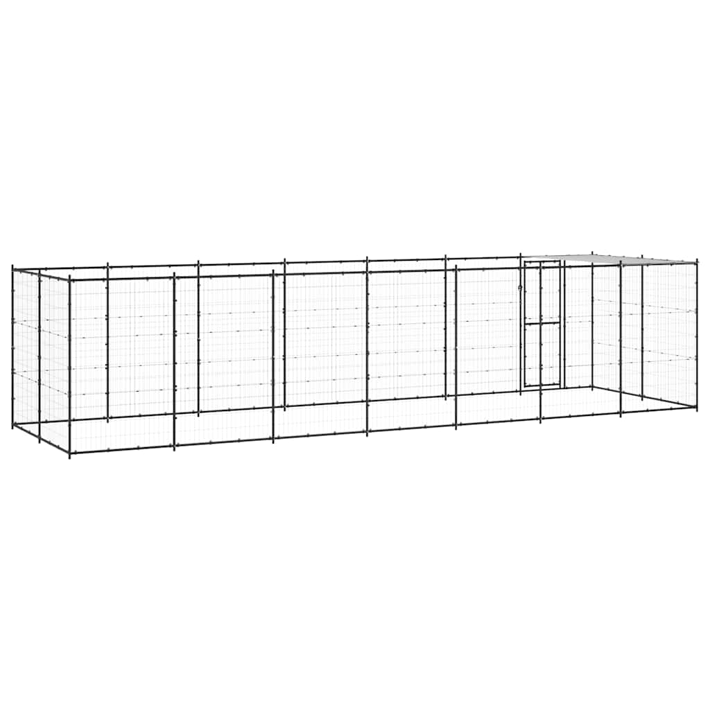 Outdoor-Hundezwinger mit Überdachung Stahl 7,26 m²