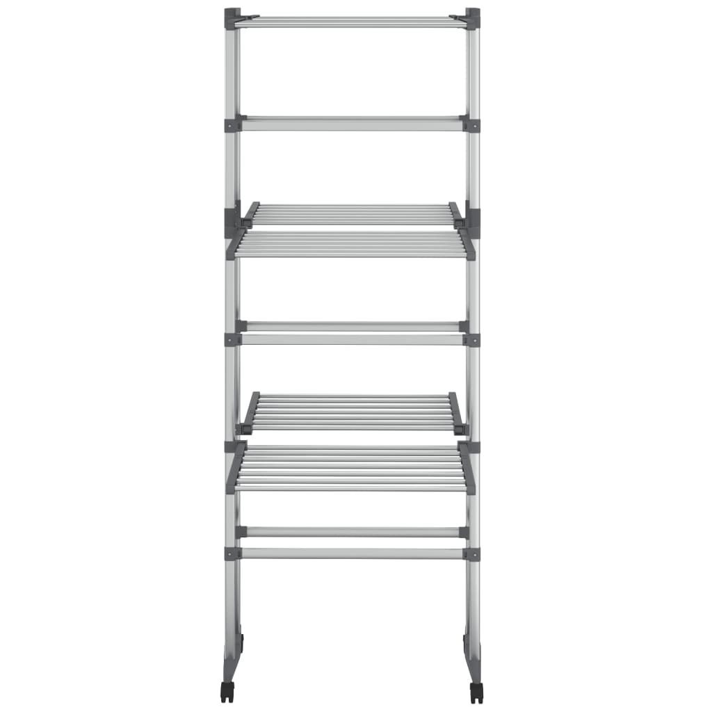 Wäscheständer 2 Etagen mit Rollen Silbern 60x70x106 cm