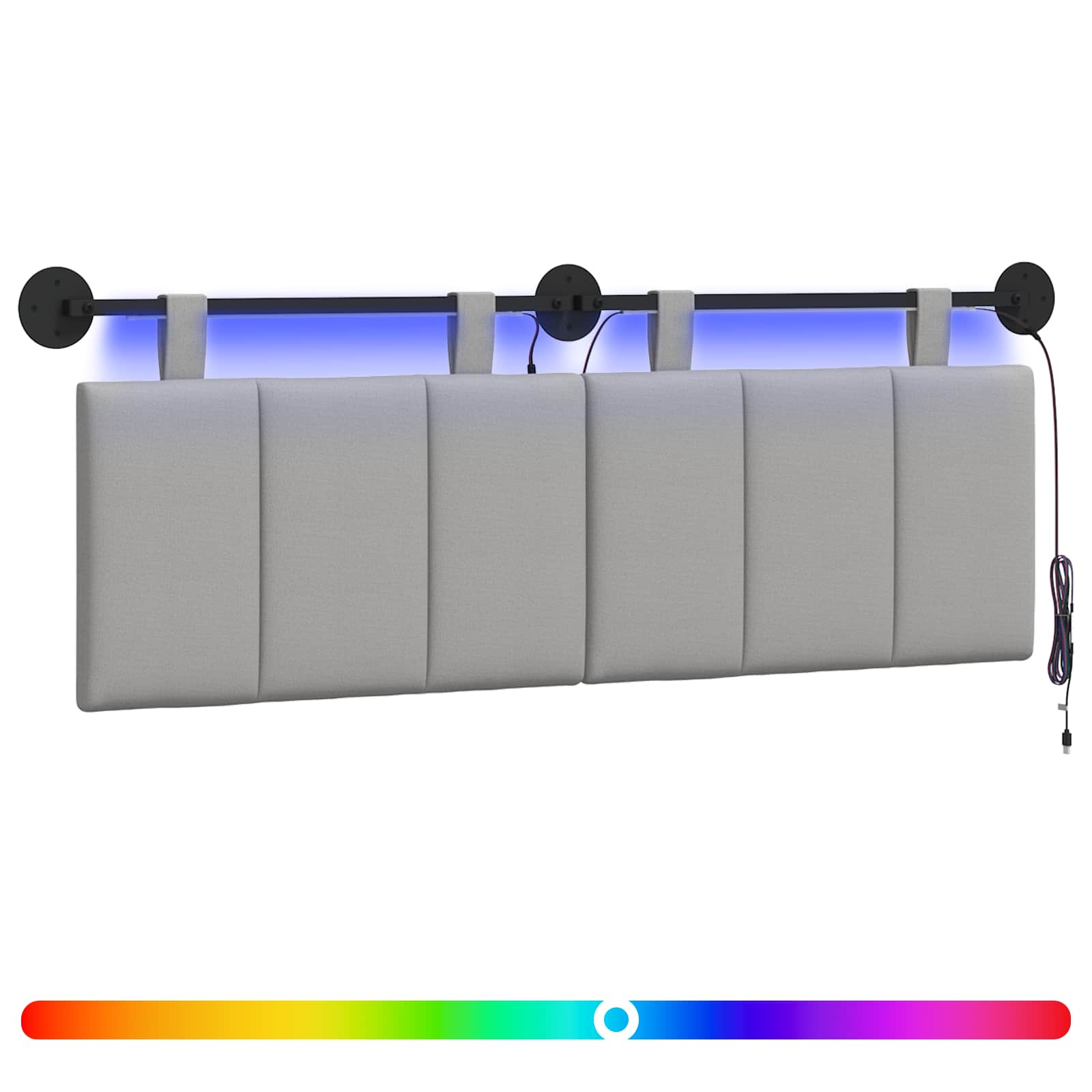 Hängendes Kopfteil Mit LED Licht Wolkengrau Stoff