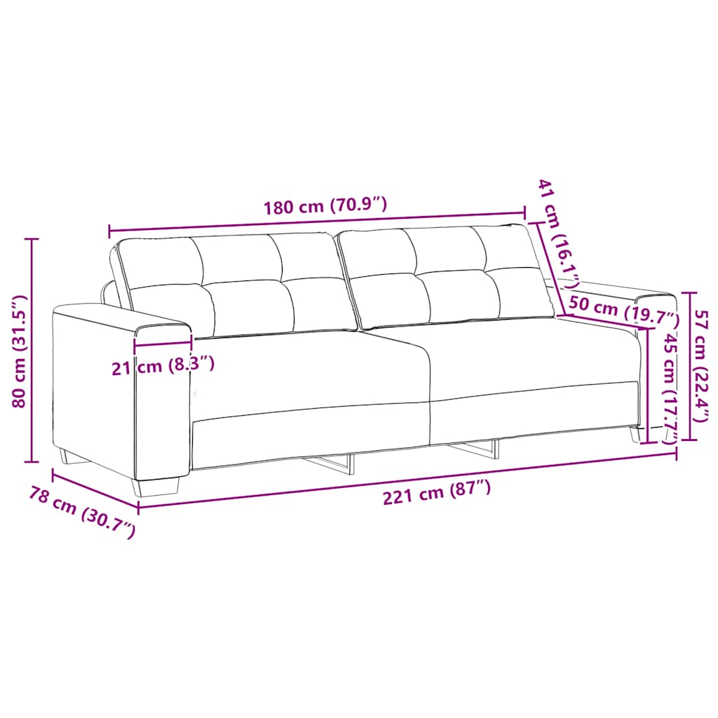 2-teiliges Sofa-Set mit Kissen, hellgrauer Samt