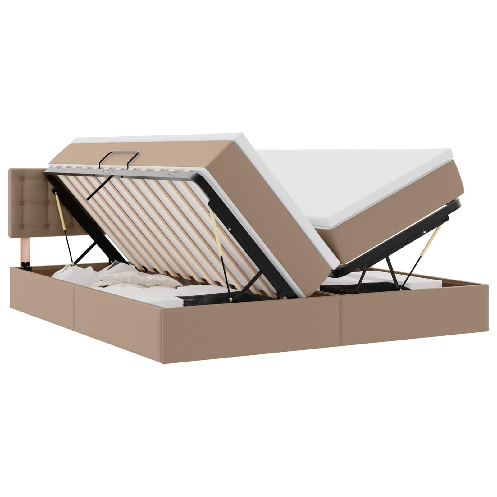 Bett mit Stauraum und LED Schwarz 180 x 200 cm Kunstleder