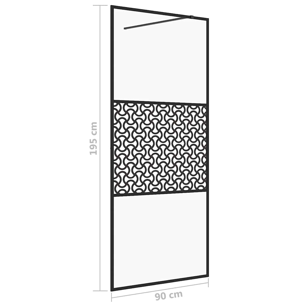 Duschwand für Begehbare Dusche Schwarz 100x195 cm ESG-Glas Klar
