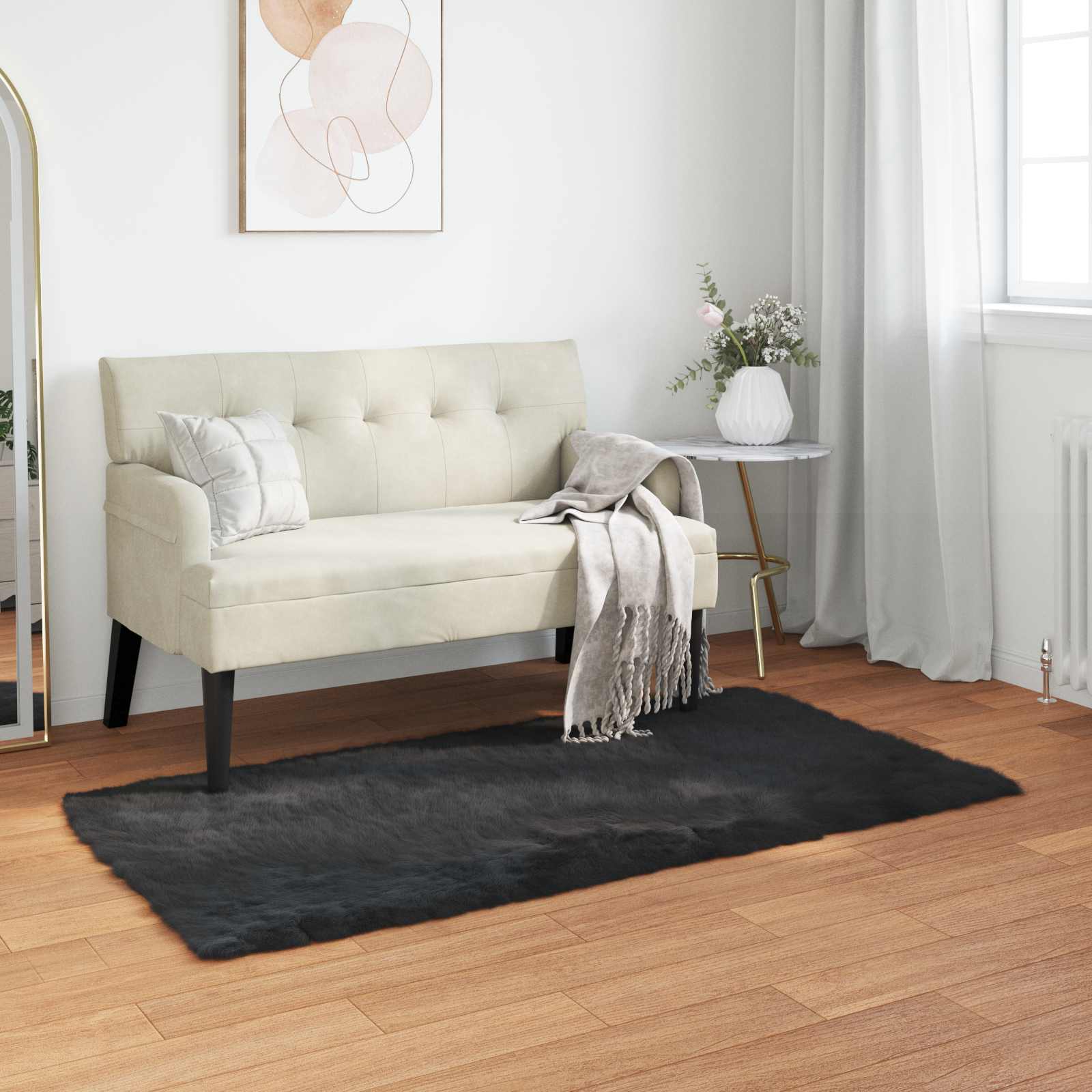 Teppich aus Kunstschaffell TAFALLA Weiß 60 x 110 cm Polyester