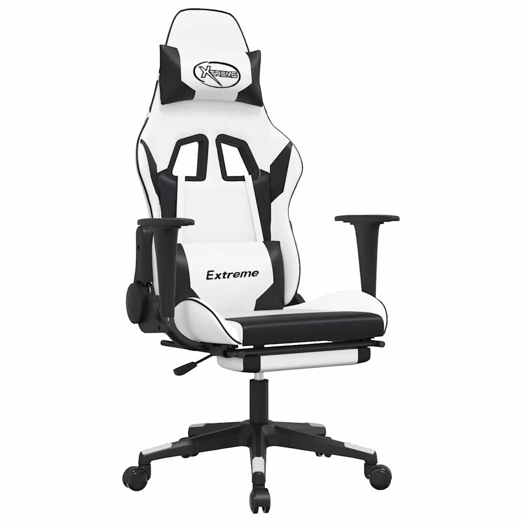 Gaming-Stuhl mit Massagefunktion Schwarz und Blau Kunstleder