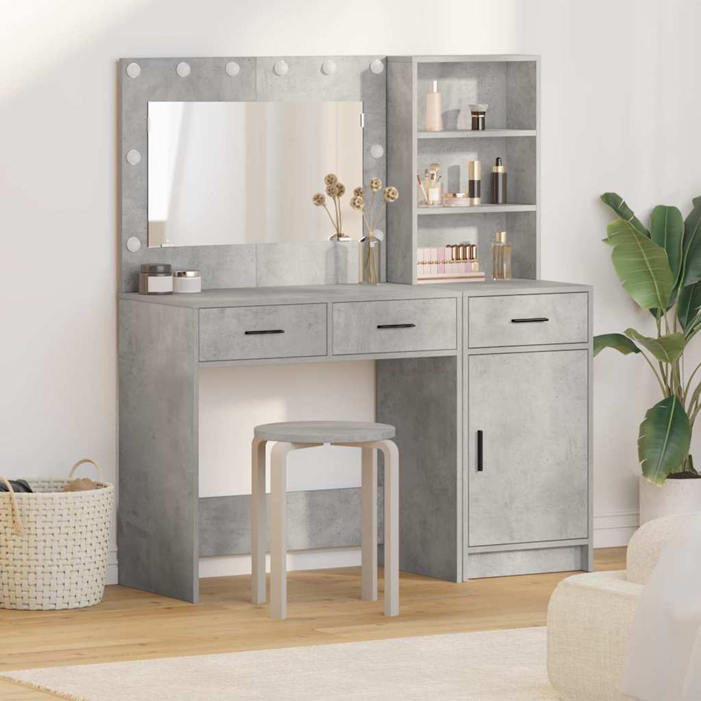 Schminktisch mit Spiegelbeleuchtung 2 pcs Weiß Holzwerkstoff