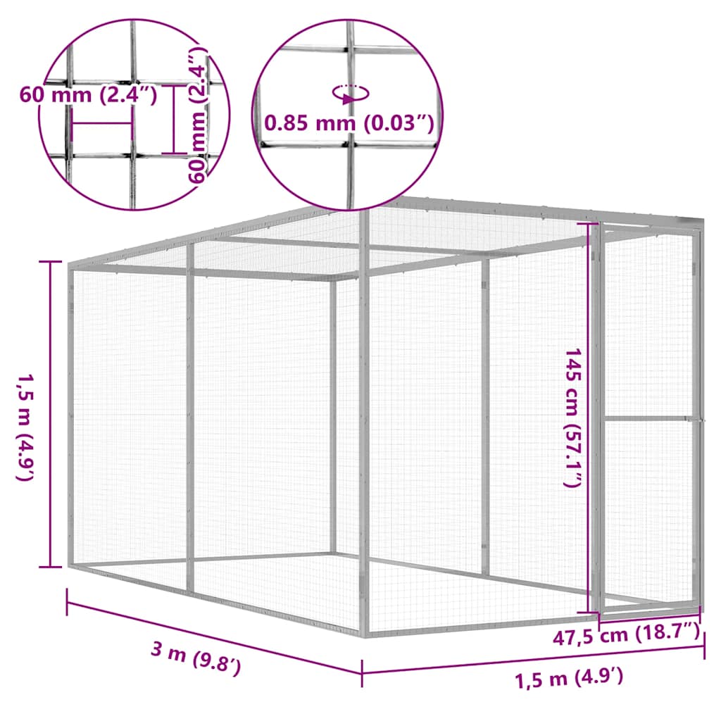Katzenkäfig 1,5x1,5x1,5 m Verzinkter Stahl