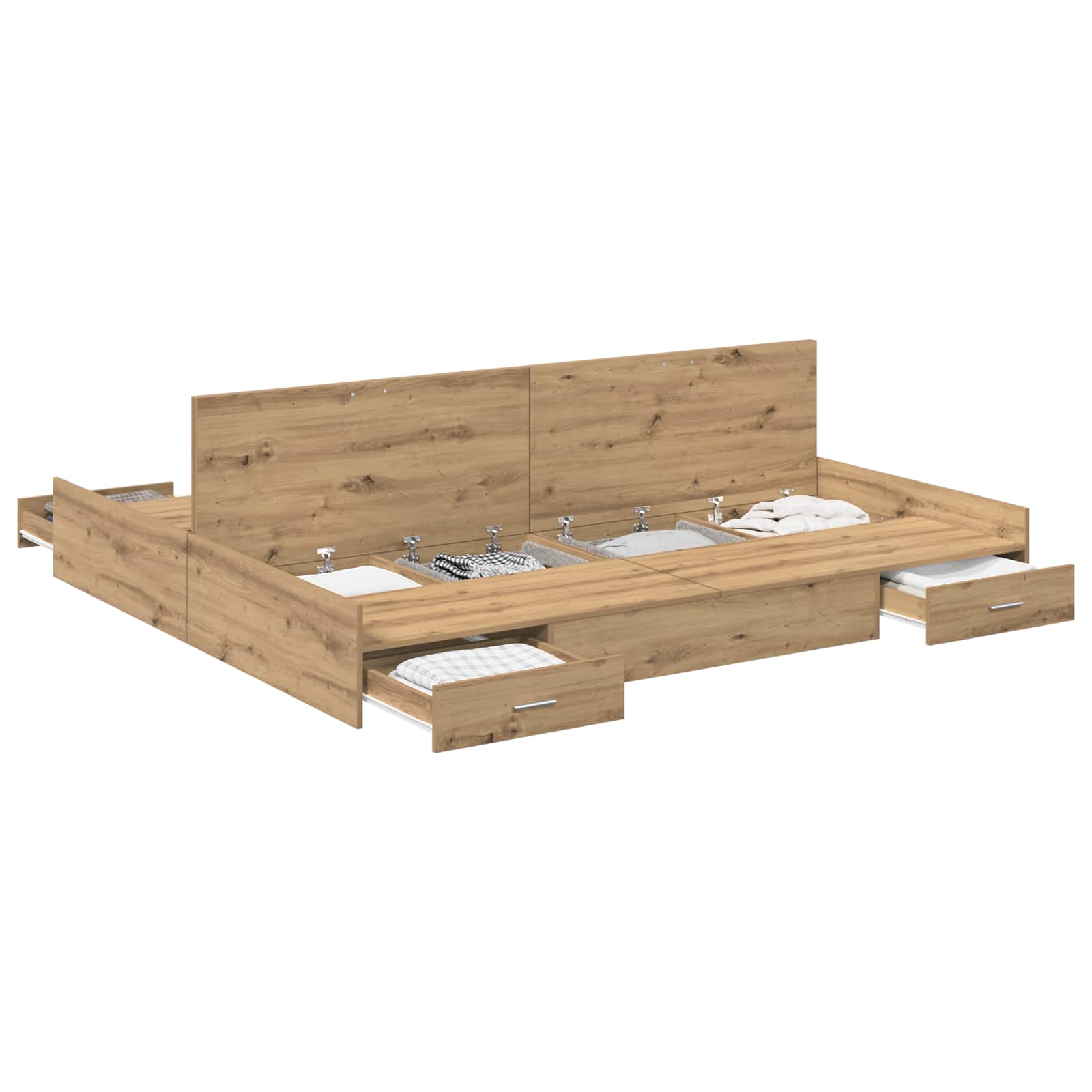Aufbewahrungsbettgestell Weiß 200 x 200 cm Holzwerkstoff