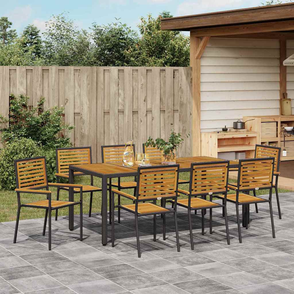 Garten Essgruppe 3 pcs Schwarz und Braun Poly-Rattan