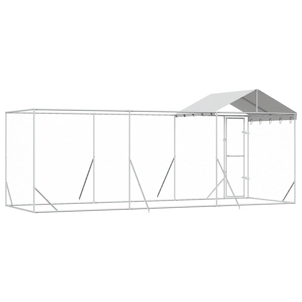 Outdoor-Hundezwinger mit Dach Silber 2x2x2,5 m Verzinkter Stahl