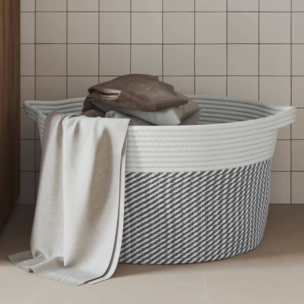 Aufbewahrungskörbe 2 Stk. Grau und Weiß Ø28x28 cm Baumwolle