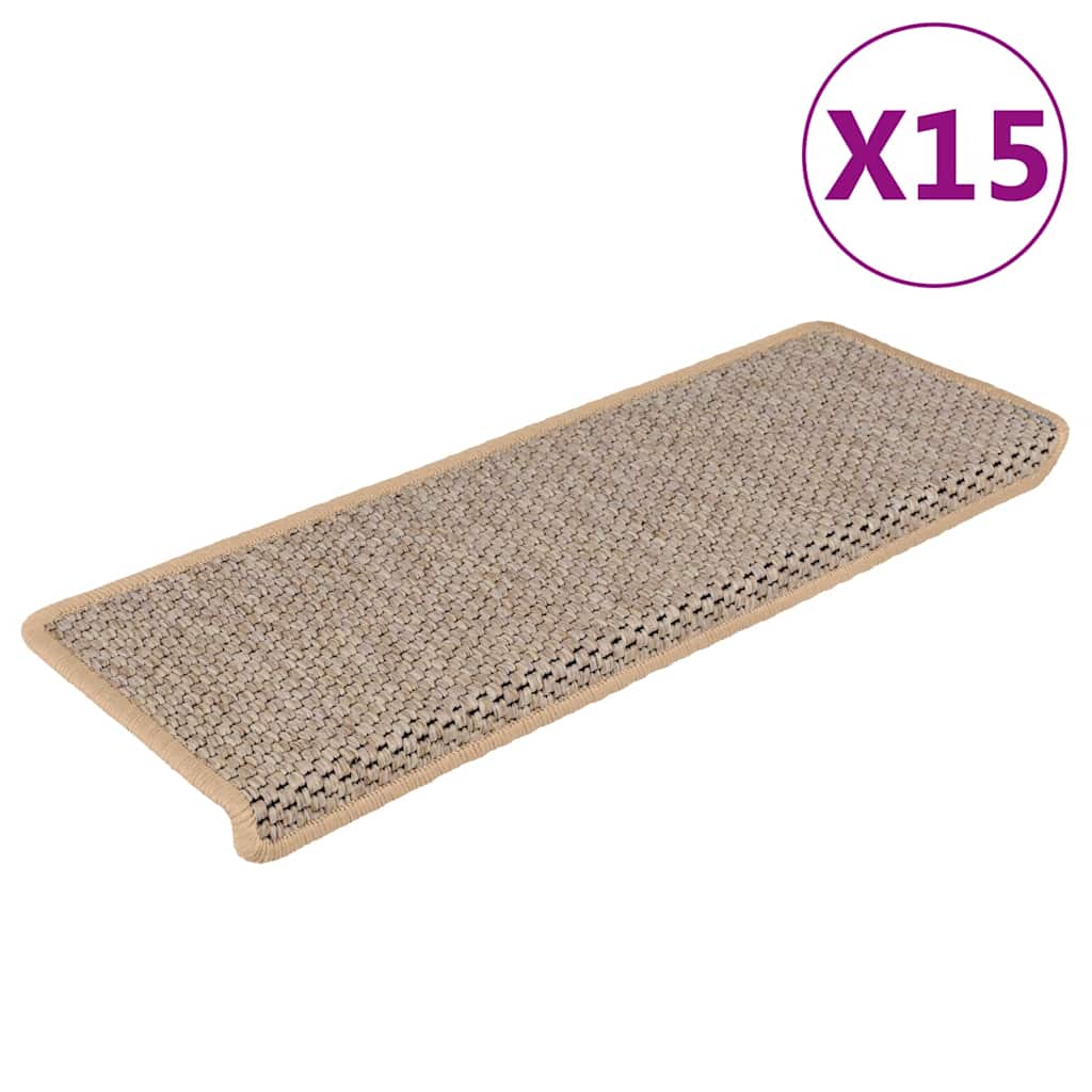 Treppenmatten Selbstklebend Sisal-Look 15 Stk. 65x21x4 Platina