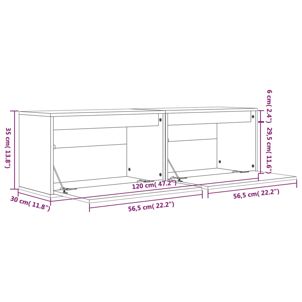 Wandschrank 60x30x35 cm Massivholz Kiefer