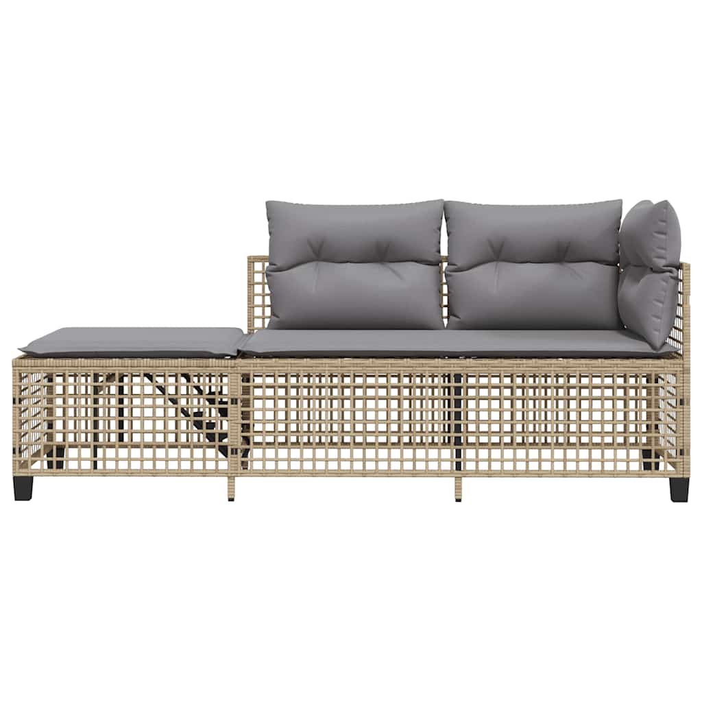3-tlg. Garten-Ecksofa-Set mit Kissen Schwarz Poly Rattan