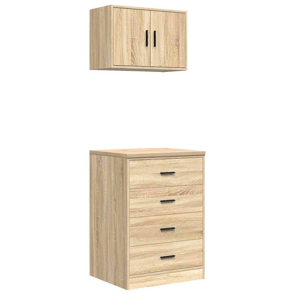 Garagenschränke 2 Stk. Schwarz Holzwerkstoff
