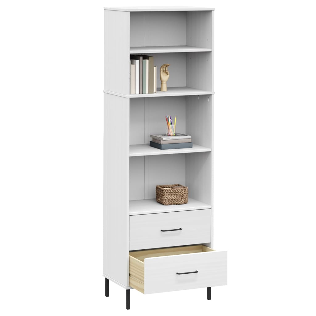 Bücherregal OSLO mit 2 Schubladen Braun 60x35x180 cm Massivholz