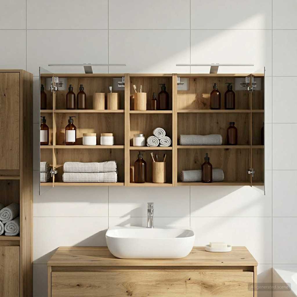 Badezimmerschrank-Set 3 pcs 80 x 10,5 x 50 cm Holzwerkstoff