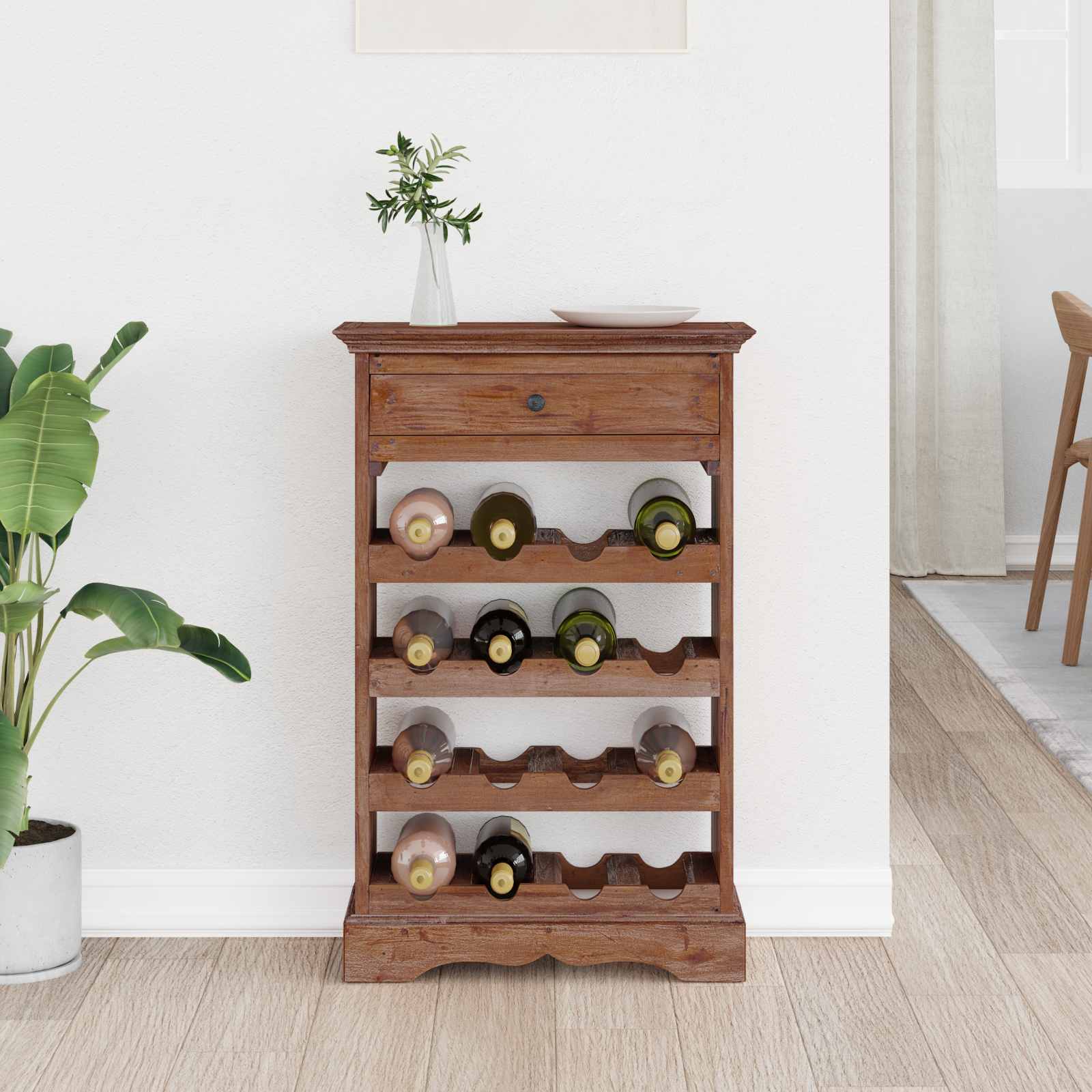 Weinregal Massives Mahagoniholz 55x23x85 cm