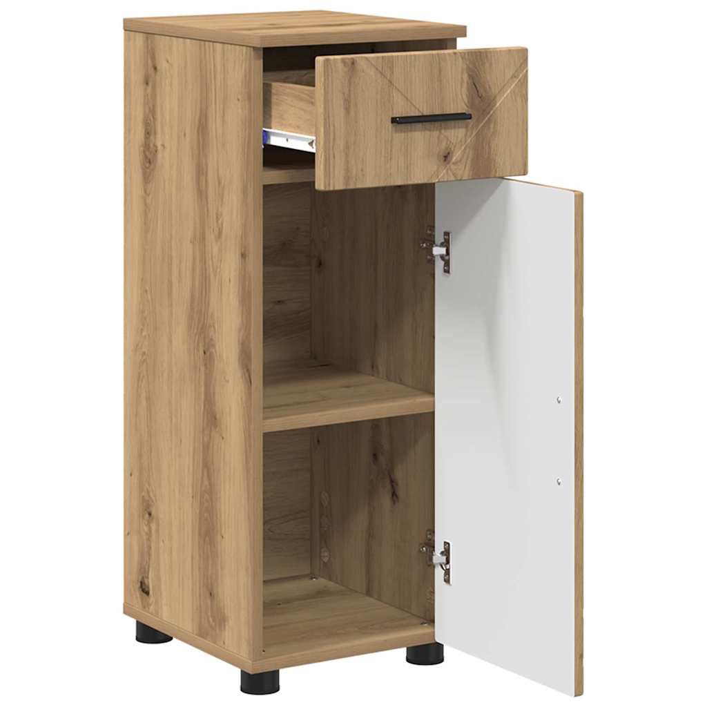 Badezimmermöbel-Set mit Tür 3 pcs Weiß Holzwerkstoff & Metall