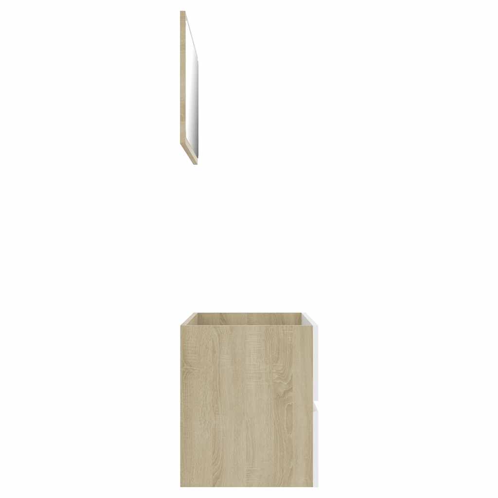2-tlg. Badmöbel-Set Weiß Holzwerkstoff