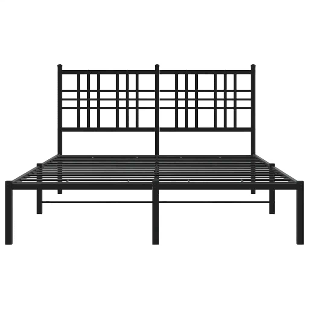 Bettgestell mit Kopf- und Fußteil Metall Schwarz 90x200 cm