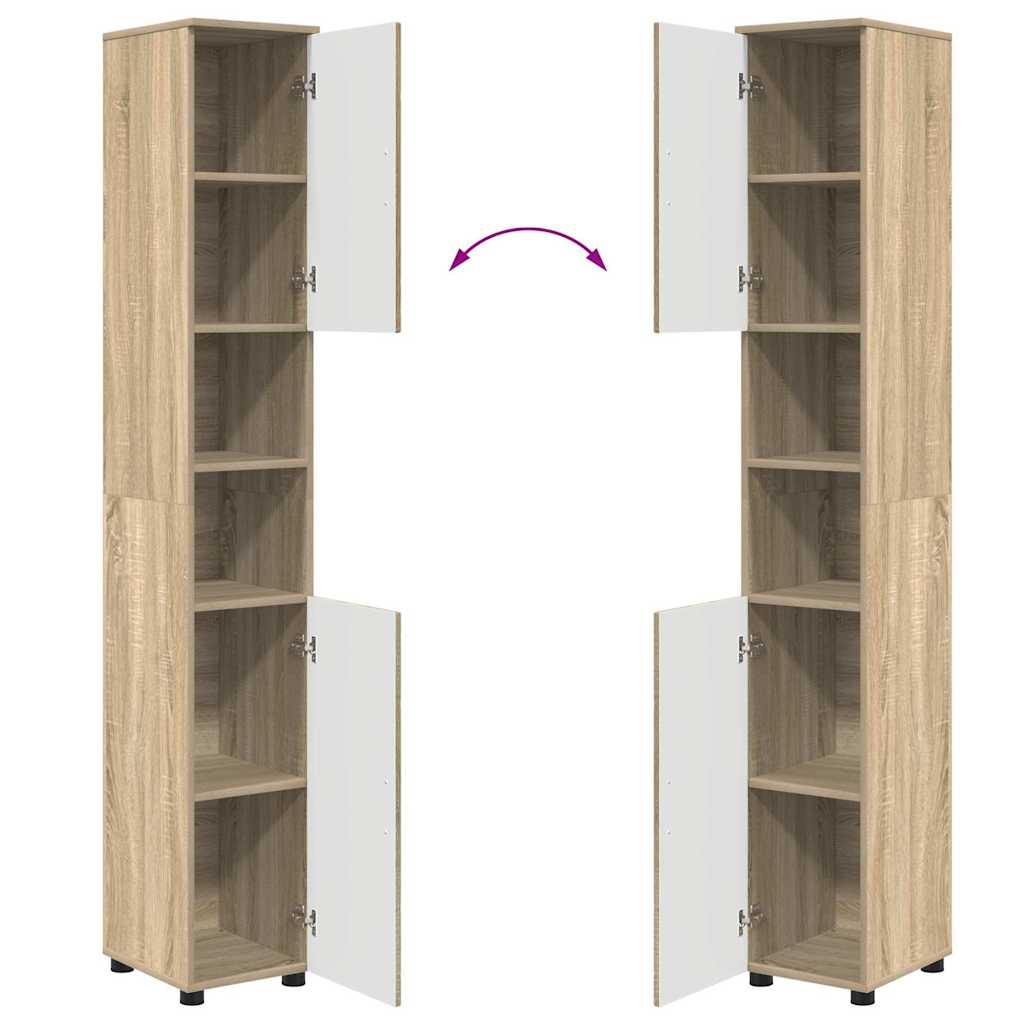 Badezimmermöbel-Set mit Tür 4 pcs Weiß Holzwerkstoff & Metall