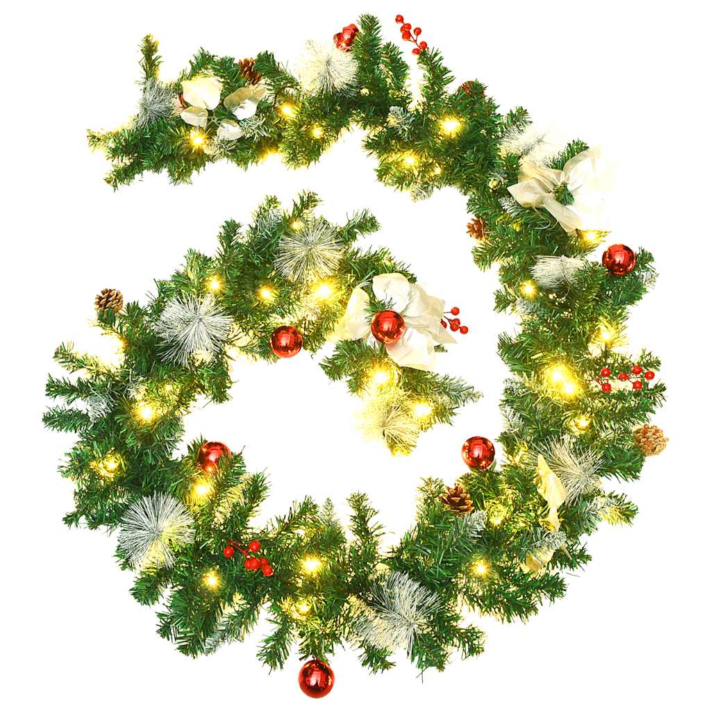 Weihnachtsgirlande mit LED-Lichtern Grün 2,7 m PVC