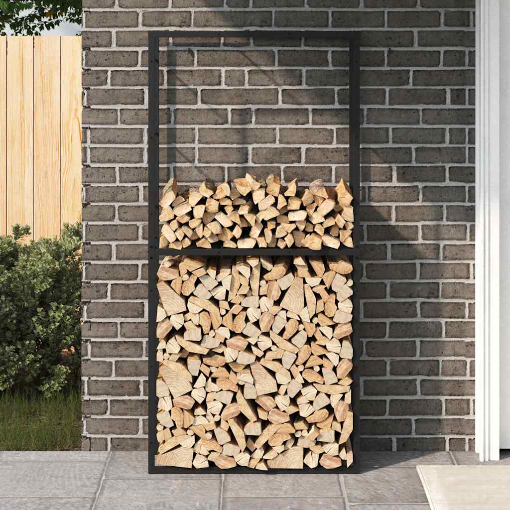Brennholzregal Schwarz 55x30x61 cm Stahl