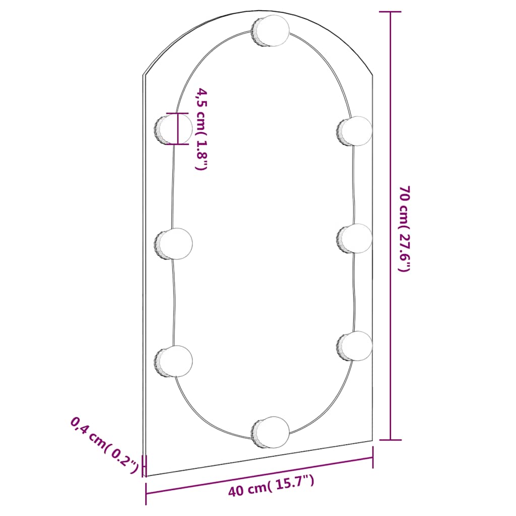 Spiegel mit LED-Leuchten 60x30 cm Glas Oval