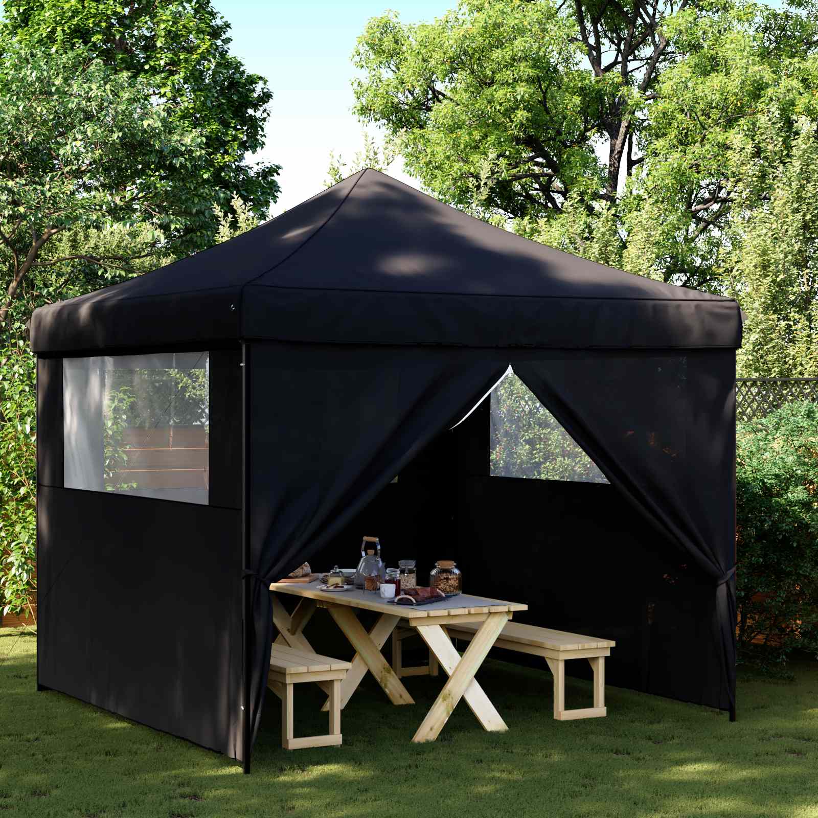 Partyzelt Faltbar Pop-Up Schwarz 292x292x315 cm