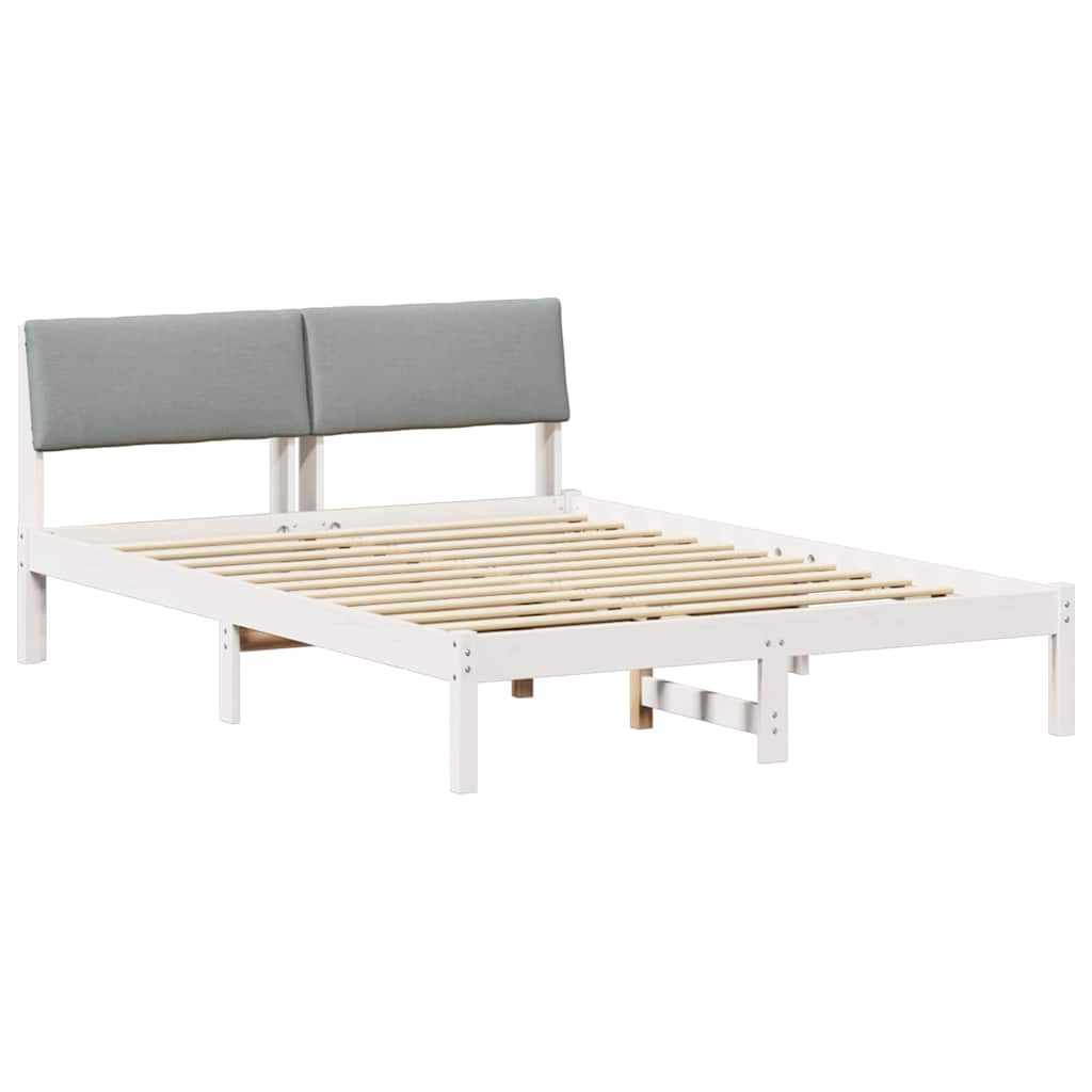 Bettgestell Braun und hellgrau 200 x 200 cm Massivholz Kiefer