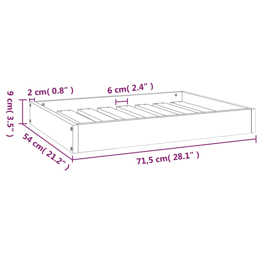 Hundebett 51,5x44x9 cm Massivholz Kiefer