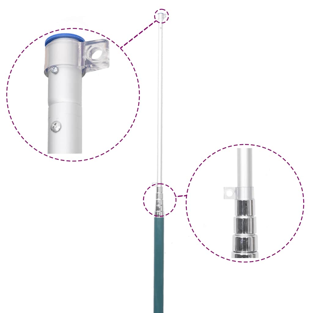 Fahnenmast Teilbar Silbern 6,08 m Aluminium
