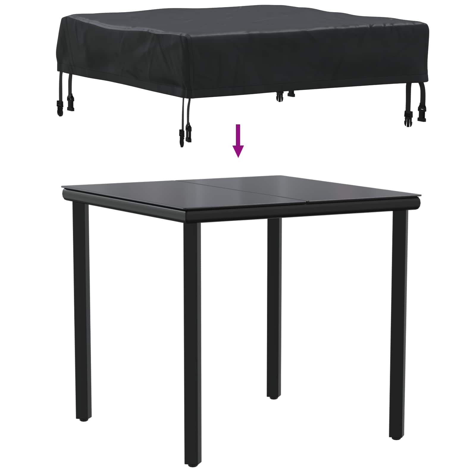 Tischdecken Uni Schwarz 62 x 62 x 15 cm Stoff