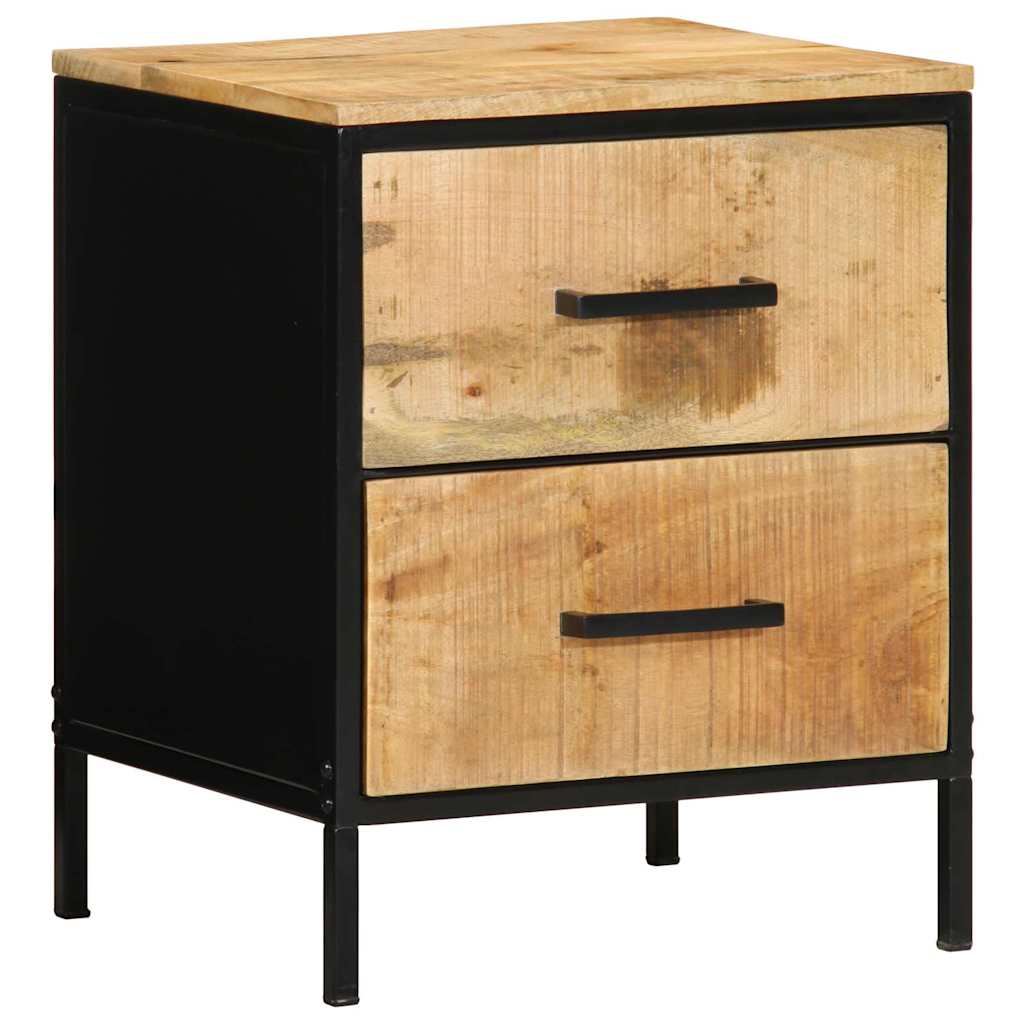 Nachttisch Braun und Schwarz 40 x 35 x 50 cm Massivholz Mango