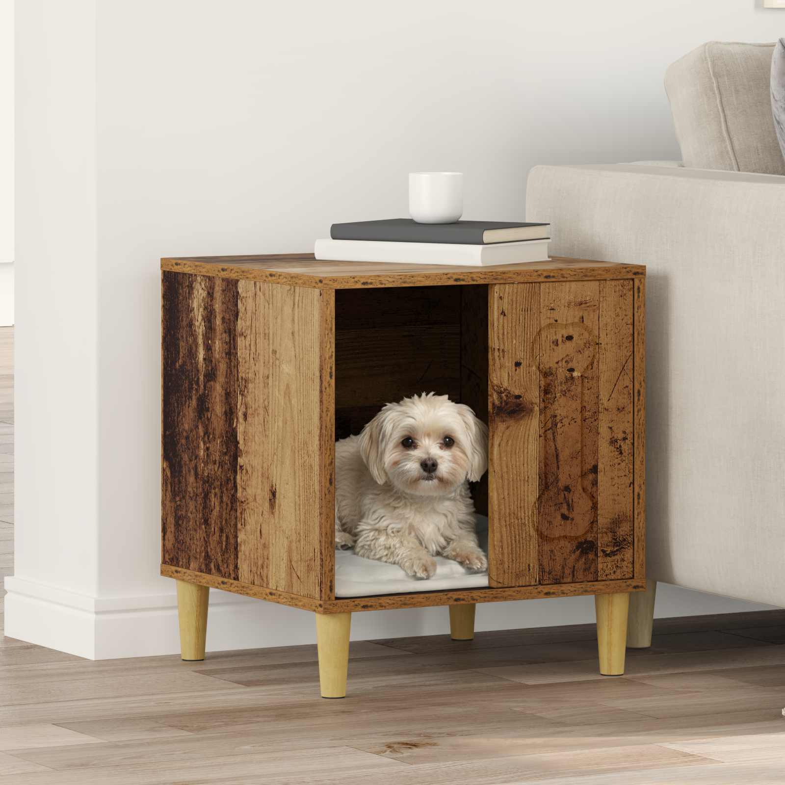 Hundehütte Weiß 44 x 42 x 49 cm Holzwerkstoff
