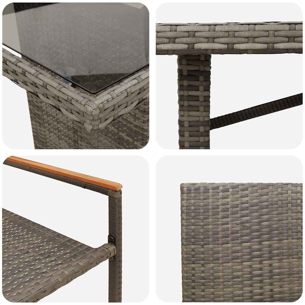Garten Essgruppe 7 pcs Schwarz Poly-Rattan