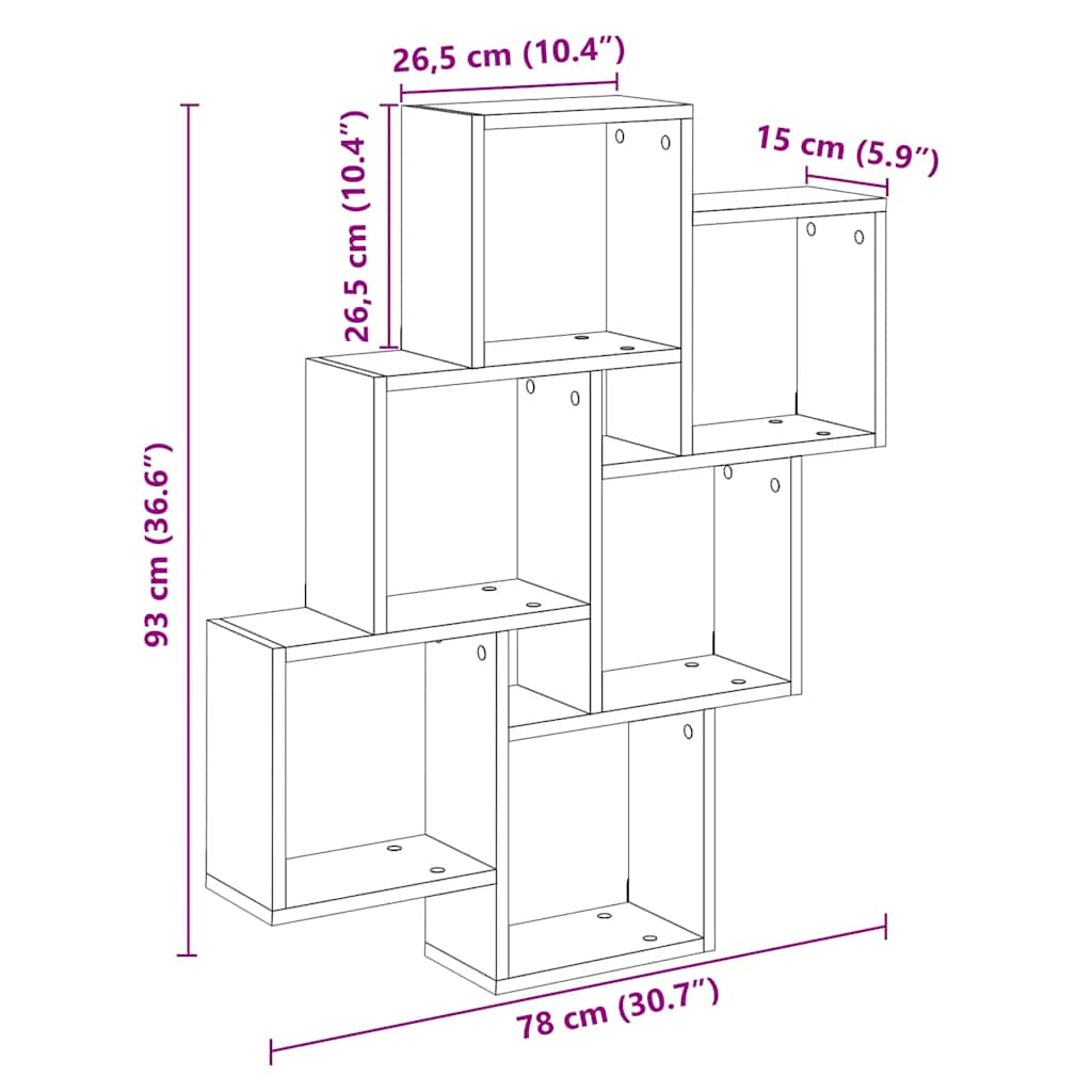 Würfelregal Weiß 78x15x93 cm Holzwerkstoff