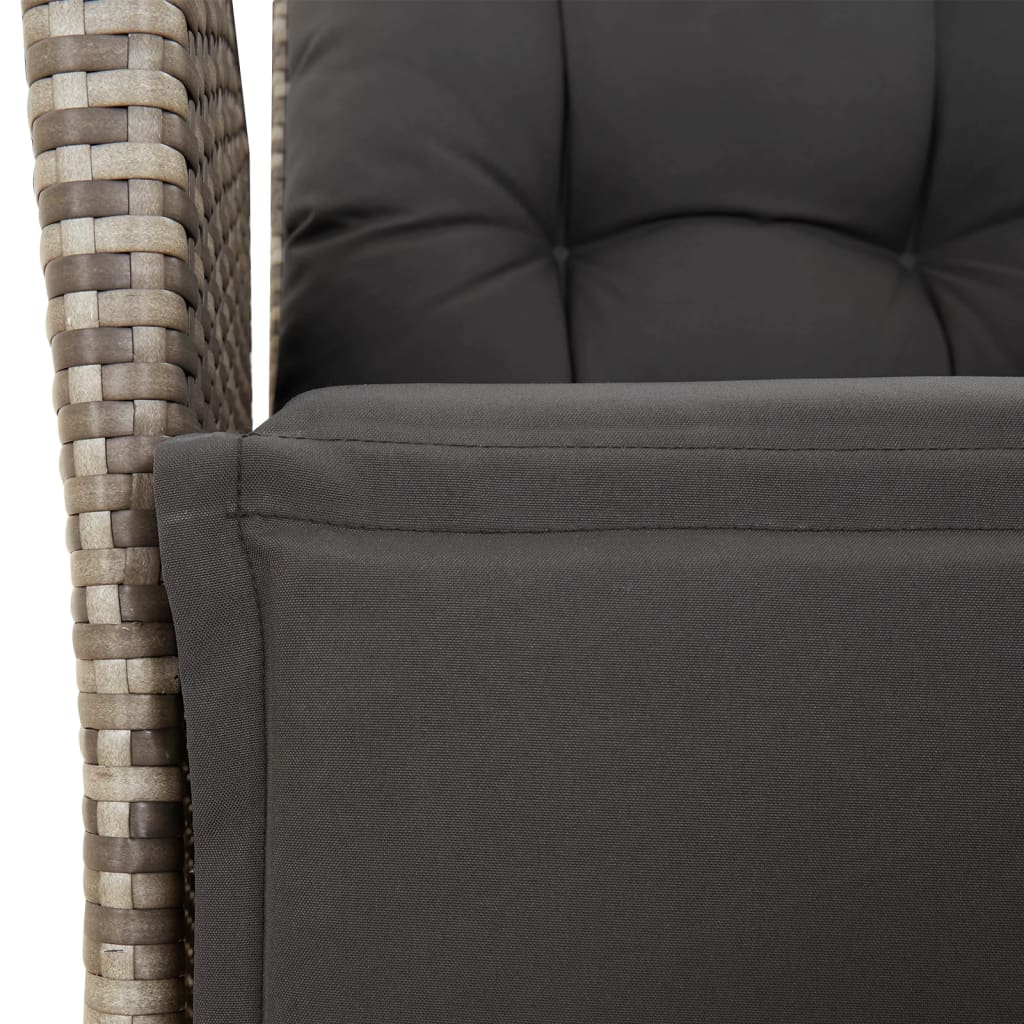 Gartensessel Verstellbar mit Kissen Schwarz Poly Rattan