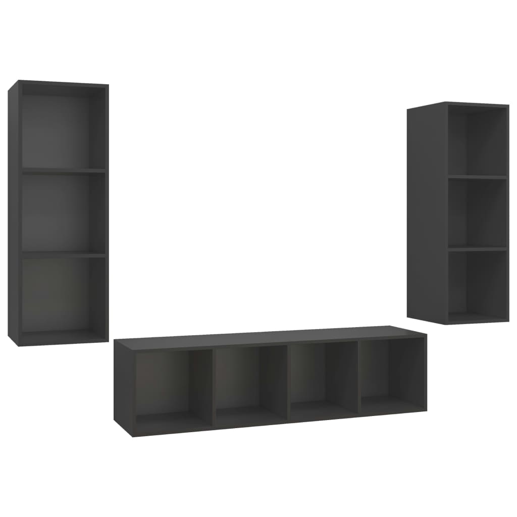 3-tlg. TV-Schrank-Set Weiß Holzwerkstoff