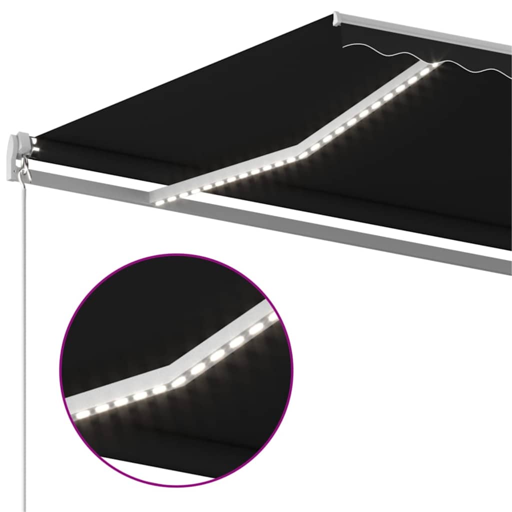 Markise Manuell Einziehbar mit LED 300x250 cm Blau und Weiß