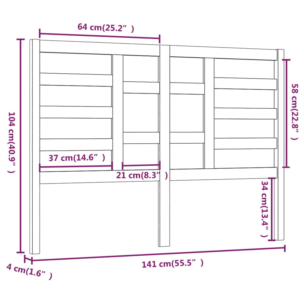 Bett-Kopfteil Grau 81x4x104 cm Massivholz Kiefer