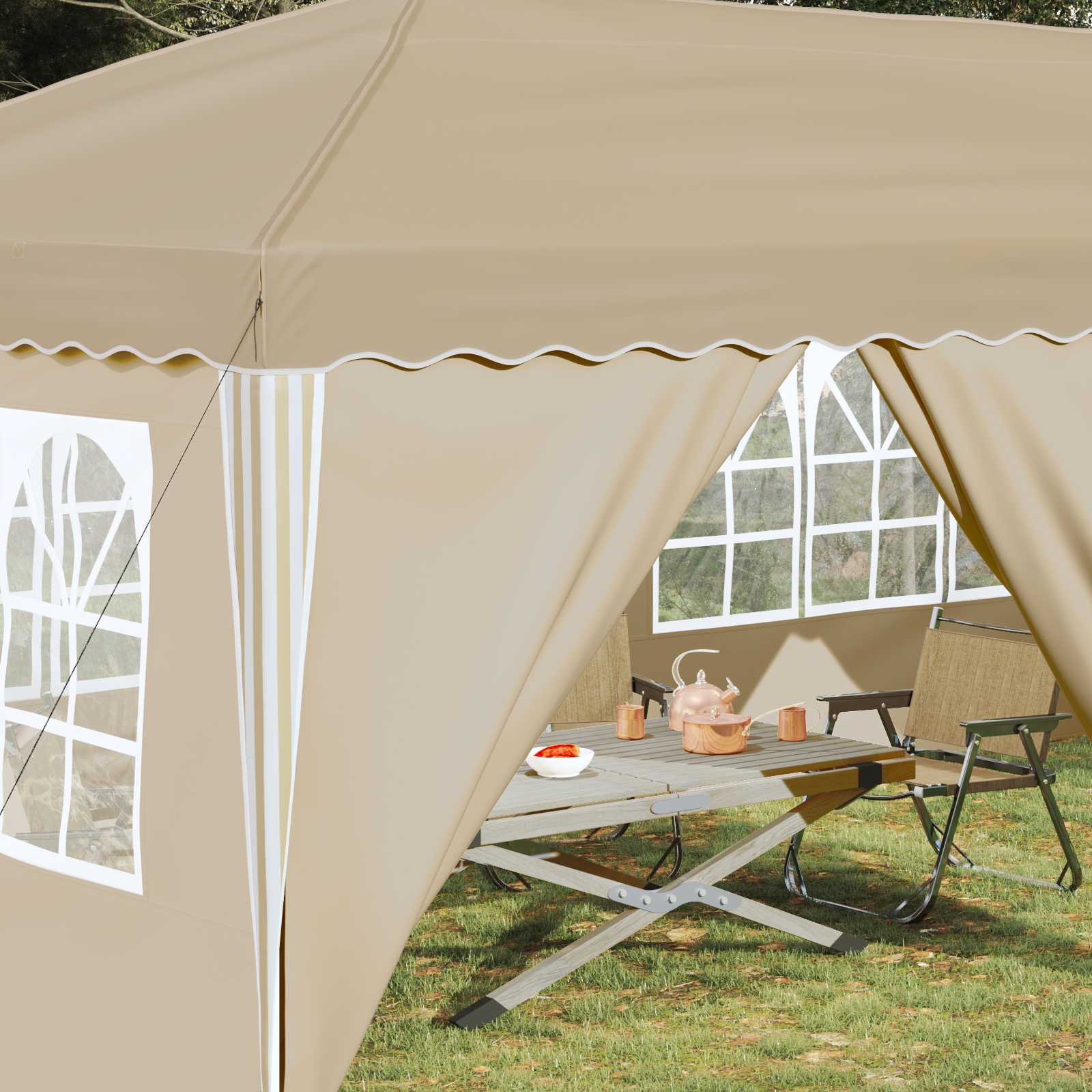 Pop-up Partyzelt 575 x 290 x 245 cm Creme