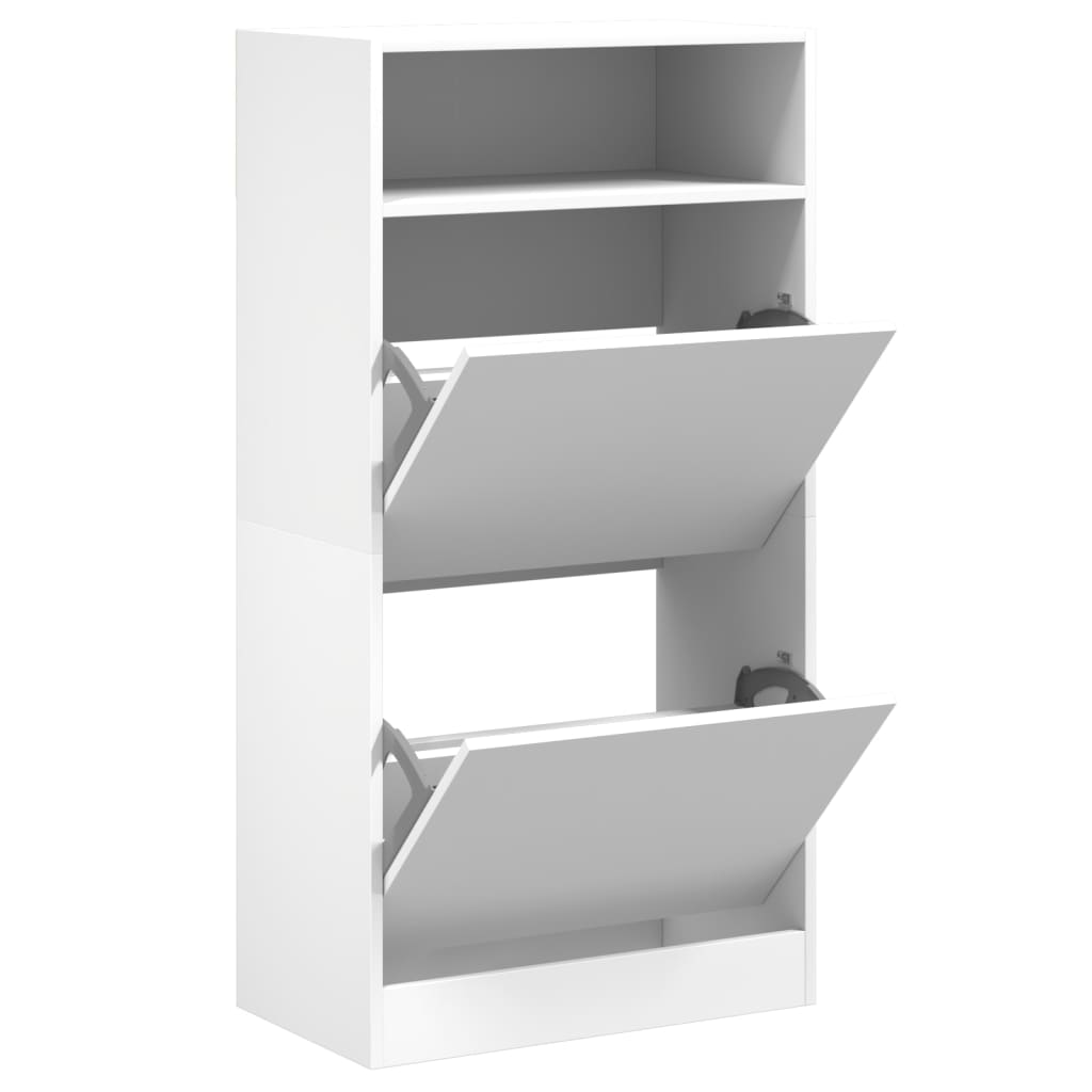 Schuhschrank mit 2 Klappen Weiß 80x34x116 cm