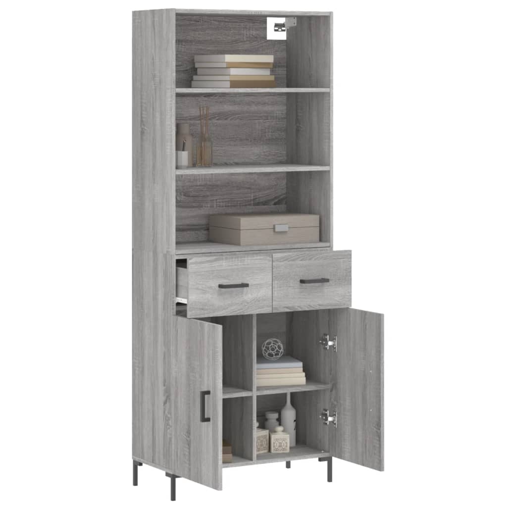 Highboard Hochglanz-Weiß 69,5x34x180 cm Holzwerkstoff