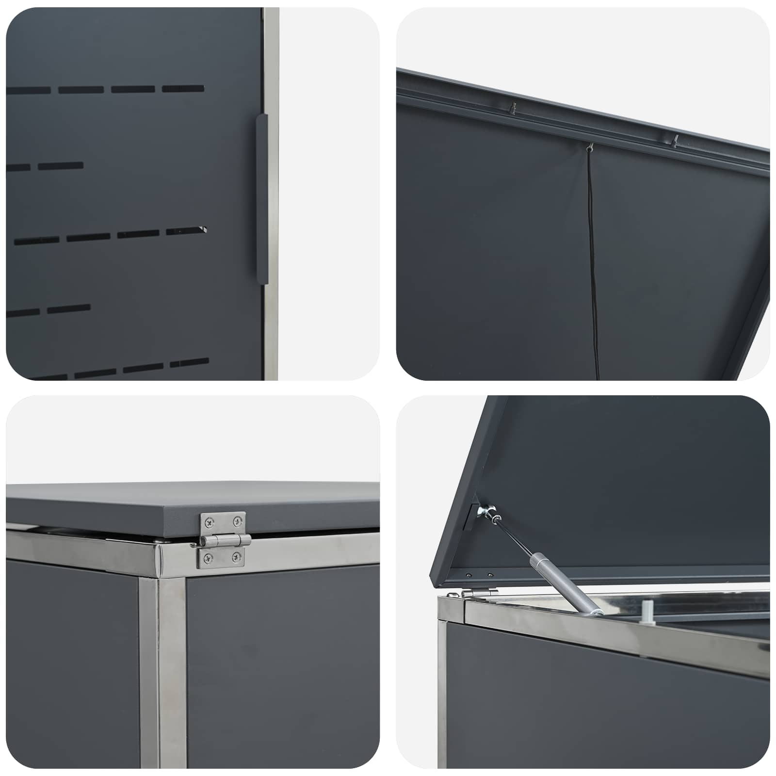 Mülltonnenbox for 2 Bins 240L Edelstahl Schwarz