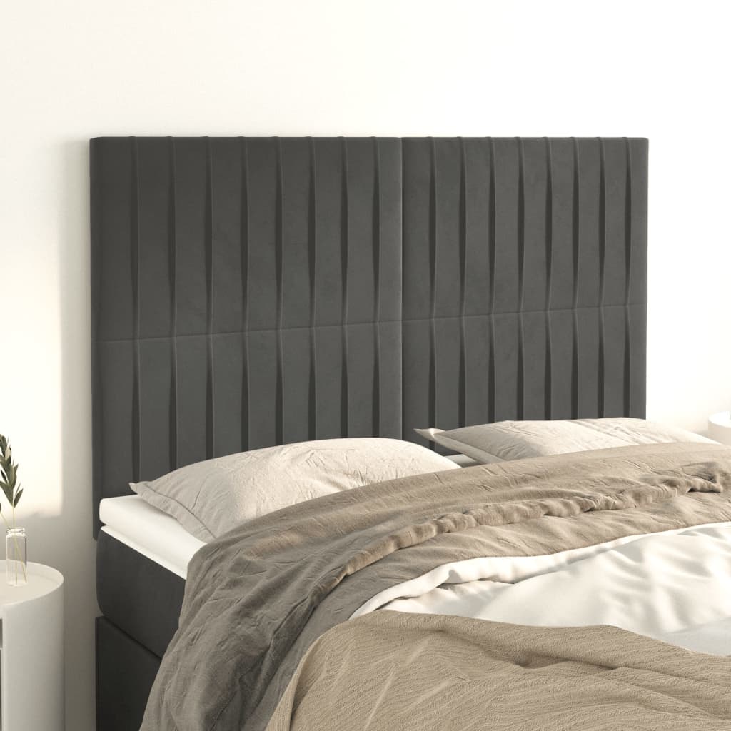 Kopfteil Hellgrau 80x5x118/128 cm Samt