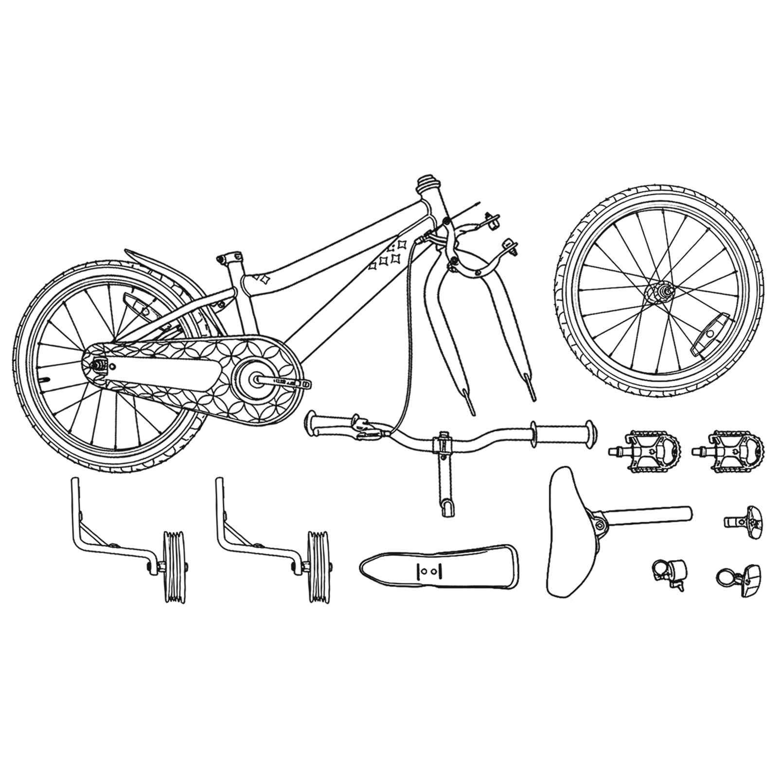 Kinderfahrrad 12 Zoll für 2-4 Jahre alt Schwarz