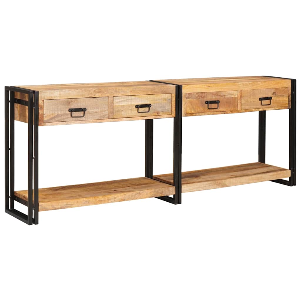 Konsolen-Tische 2 pcs Braun 161 x 33 x 75 cm Massivholz Mango